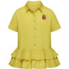 Изображение Блузка с воланами и вышивкой для девочки, цвет желтый