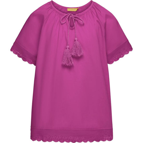 Изображение Блузка с кружевом и кисточками для девочки, цвет фуксия