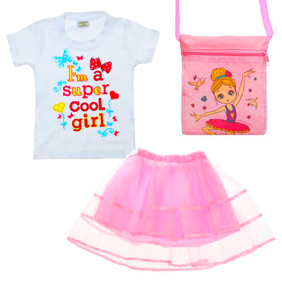 Изображение Нарядный комплект для девочки (футболка, юбка, сумочка)