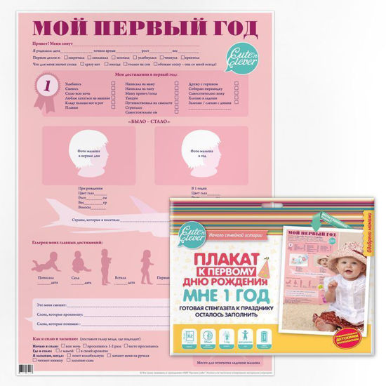 Изображение Cute'n Clever Плакат-метрика "Мой Первый Год" для девочки