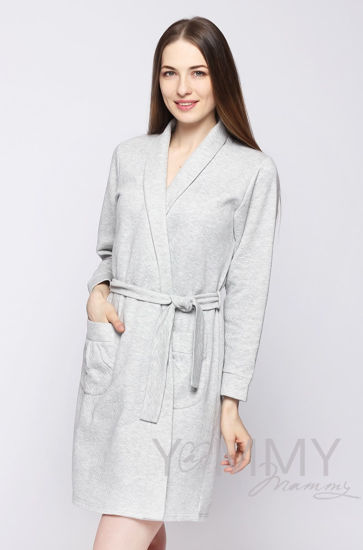 Изображение 
            
                Комплект халат с сорочкой серый меланж
            
                    
