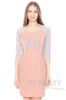Изображение 
            
                Платье для дома и сна розовый меланж / серый с принтом
            
                    