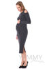 Изображение 
            
                Платье миди с разрезами по бокам темно-серый меланж
            
                    