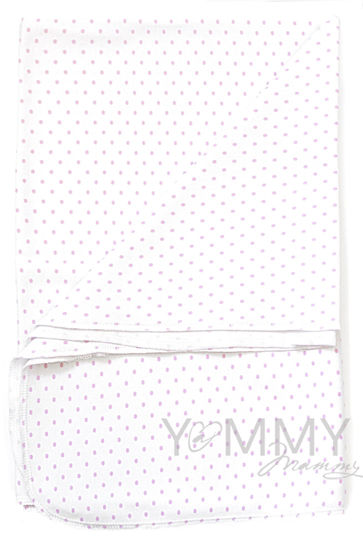 Изображение 
            
                Трикотажная пеленка белая в розовый горошек 75х100
            
                    